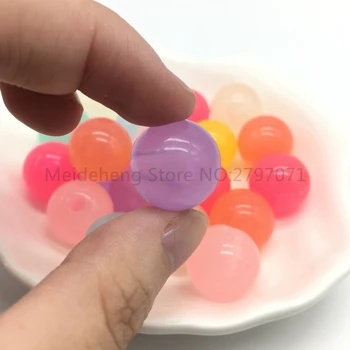 

Acrylic 4mm round candy color Beads DIY manual children hair accessory Kids Jelly Beads 16mm single hole for jewelry Meideheng