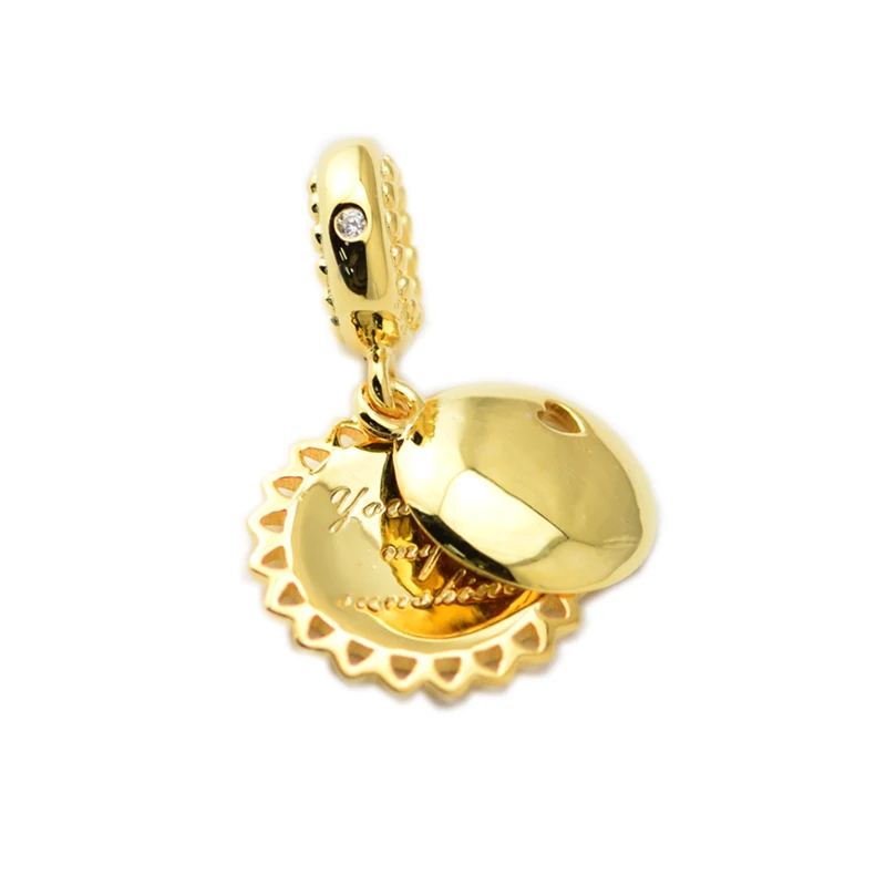 

CKK 925 Sterling Silver Jewelry Gold-Plated You Are My Sunshine Dangle Charm Yellow Ename Beads Fits Bracelets For Making