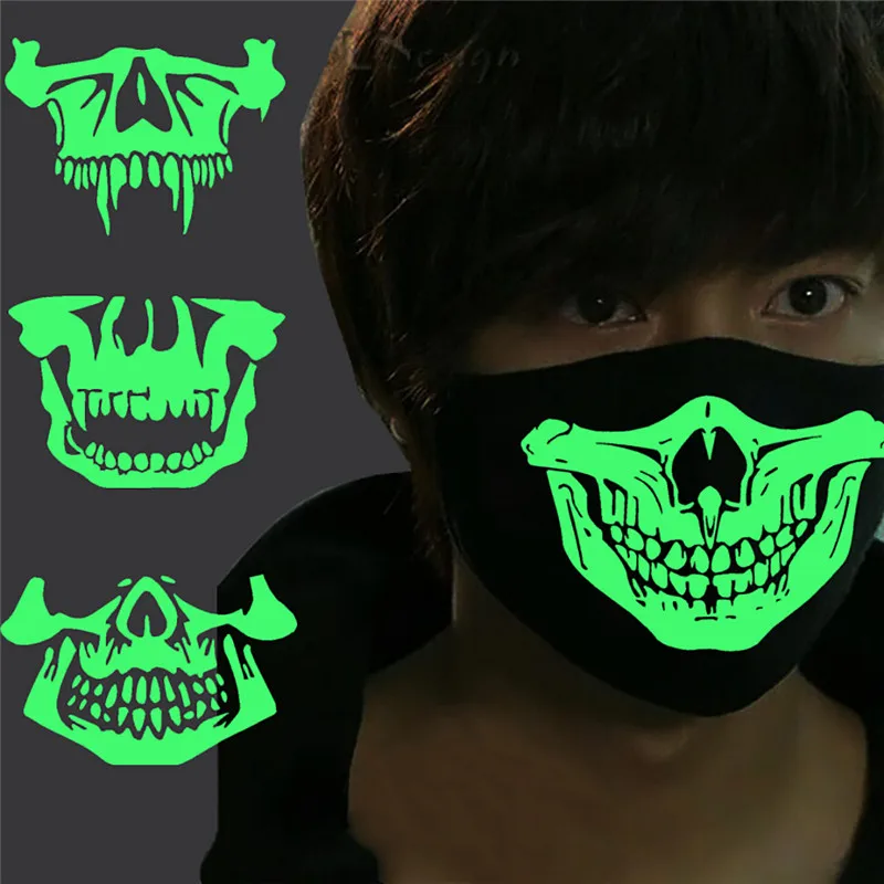 Fashion Cosplay Luminous Cotton Black Cartoon Funny Skull Teeth Half