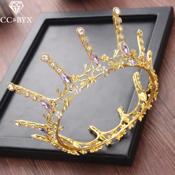 

CC Big Tiaras And Crwons Hairbands Vintage Round Princess Engagement Wedding Hair Accessories For Bridal Jewelry Luxury XY144