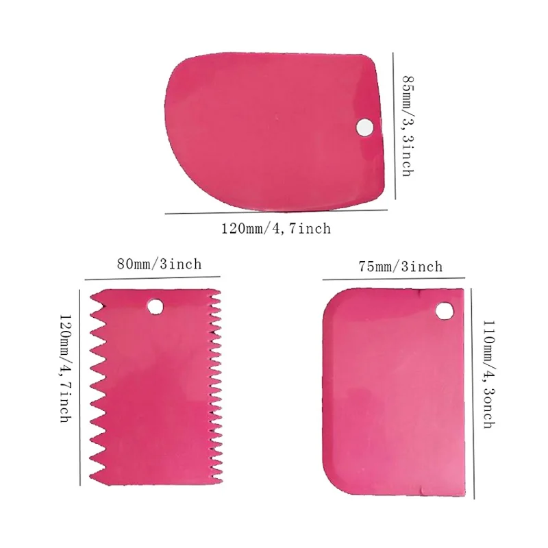 3 шт./компл. оборудование для выпечки тортов нож для рубки теста инструменты Хлеборезка выпечки Многофункциональный нерегулярные зубной кромкой для самостоятельного приготовления мороженого, скребок - Цвет: rose red