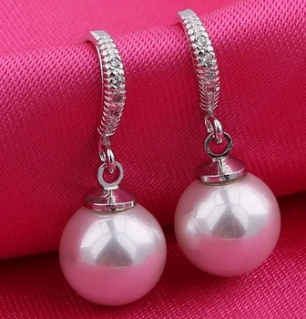 

shitou 00713 Dangle White pearl 18k white gold filled White sapphire earring! discount 40%