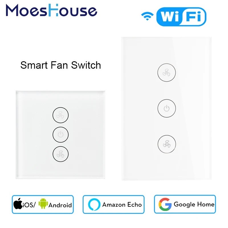 WiFi умный потолочный вентилятор переключатель приложение удаленный таймер и контроль скорости Совместимость с Alexa и Google Home не требуется концентратор США ЕС