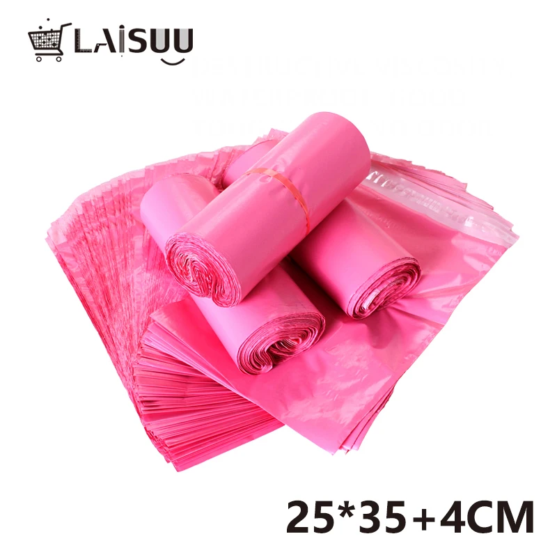 

100pcs 9.8*13.7inch/25*35cm Pink Poly Mailers Boutique Shipping Bags Couture Envelopes