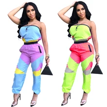 Vertvie женский сексуальный беговой костюм, цвет, сочетающийся с обмоткой груди, сексуальный комбинезон, повседневный свободный уличный костюм, модный спортивный комплект