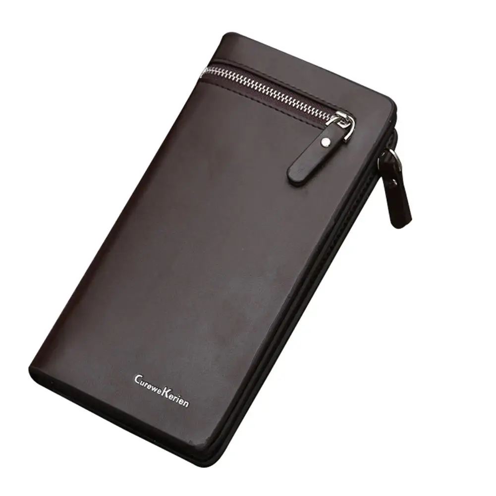 

New Men's Faux Leather Long Zipper Clutch Wallet Business Card Holder Bifold Purse