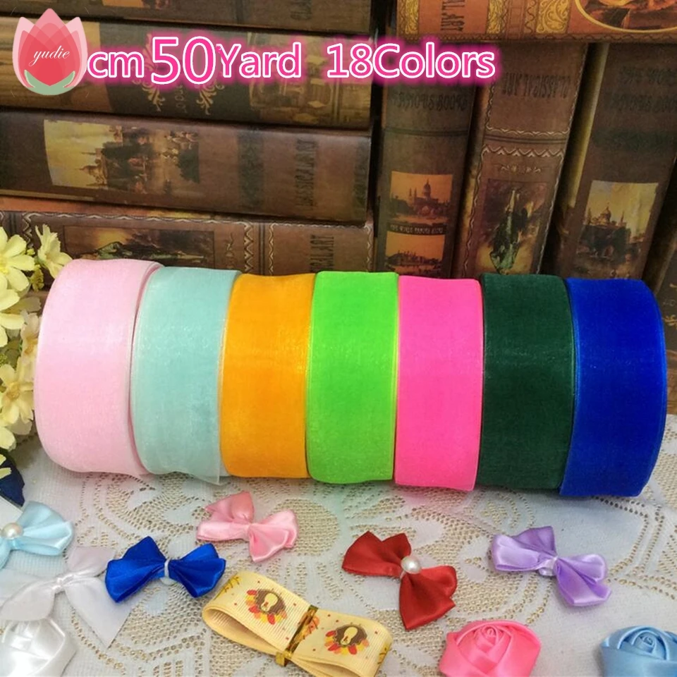 

Cotton 25mm 50 Yard/Rolls 44M Transparent Silk Organza Polyester Ribbon For Wedding Christmas Decoration Webbing Gift Pack Belt