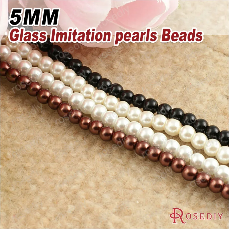 

(20045)1 String,about 170 Beads 5MM Dyeing Color Glass Imitation Pearls Round Beads Ball Beads Jewelry Accessories Findings