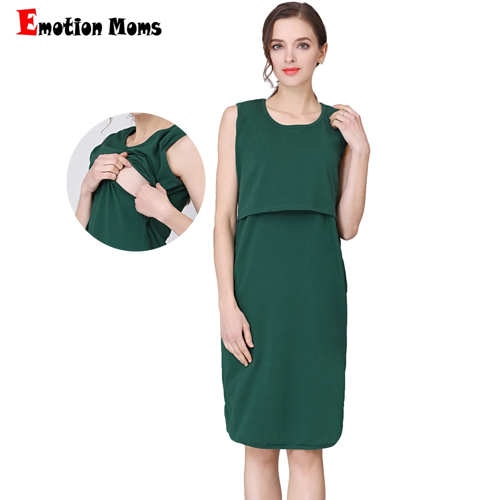 

Drop Shipping Sleeveless Breastfeeding Dress Nursing Feeding Wear Maternity Clothes Pregnancy Clothing Solid color Big Size
