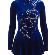 Blueфигурное катание платье с длинными рукавами ледяные юбки для конькобежцев спандекс женские Девушки