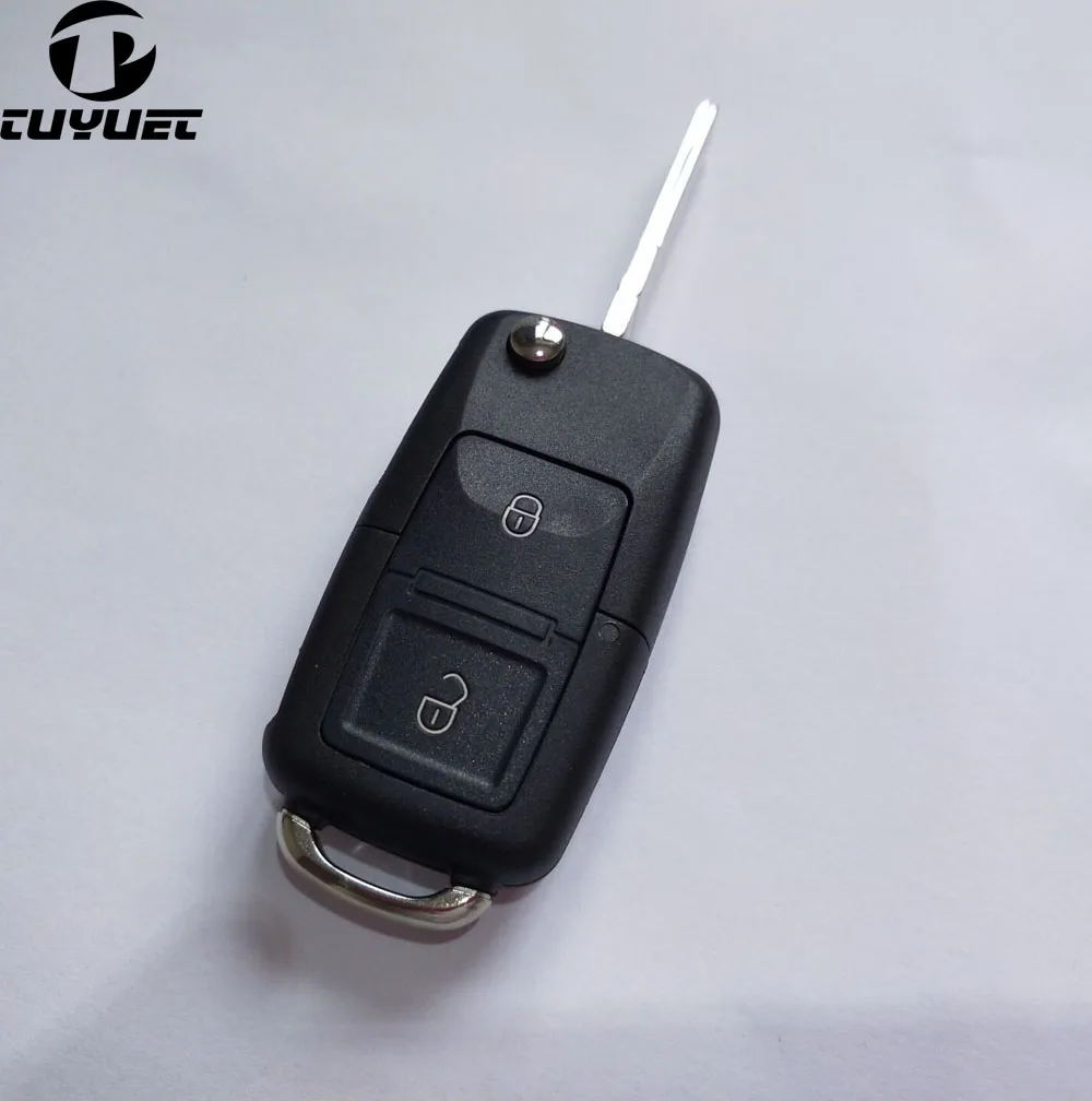 10PCS Remote Flip Folding Car Key Shell 2 Buttons  for VW Volkswagen Golf MK4 Bora Uncut Blade Keyless Car Key Case Cover