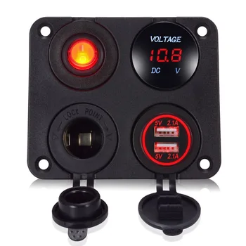 

DIY 4 in 1 Dual USB Charger 4.2A Voltmeter 12V Power Outlet ON-OFF Toggle Switch for Car Boat Marine RV Truck Camper Vehicles