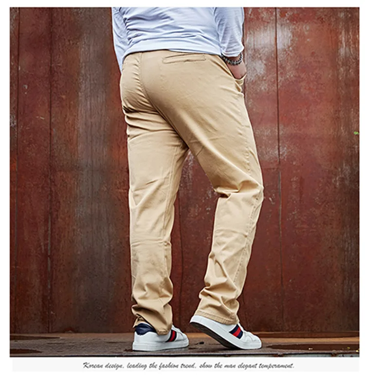 Мужские брюки Длинные повседневные брюки мужские s тонкие эластичные женские укороченные брюки больших размеров 48 однотонные хаки черный цвет Мужская одежда брюки хлопок
