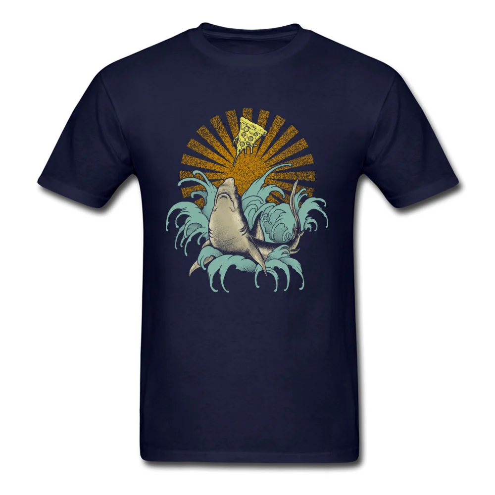 Shark pizza T Shirts for Men Casual Summer Tees Short Sleeve 2018 New Custom Tshirts Crew Neck Pure Cotton Free Shipping Shark pizza navy