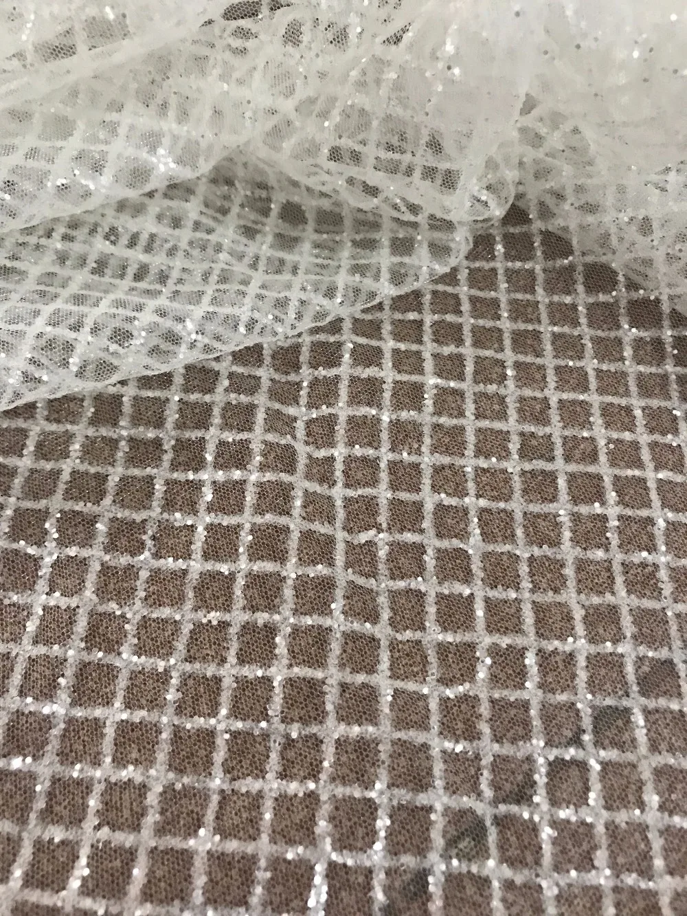 

unique clear white French tulle lace with sparkly glitter ZH-12288 African net fabric for bridal dress