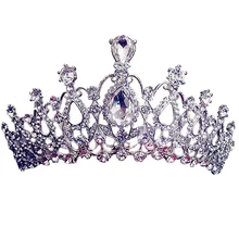 Высокое качество, Свадебная подружка невесты, серебряный цвет, каплевидные диадемы, Корона/повязка на голову для выпускного вечера, кристальная заколка для волос