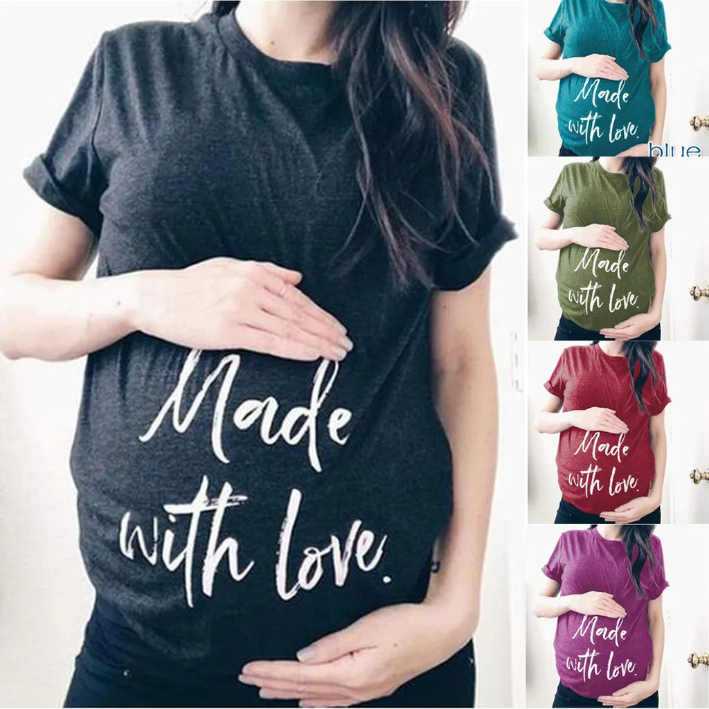 pregnancy tshirt Women Short Sleeve Pregnant Maternity Nursing Letter Print T-Shirt Tops ropa maternal6.33gg