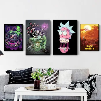 

Pictures Wall Art Modular Rick and Morty Canvas Anime Nordic Style Home Decoration Painting Print Poster for Living Room Cuadros