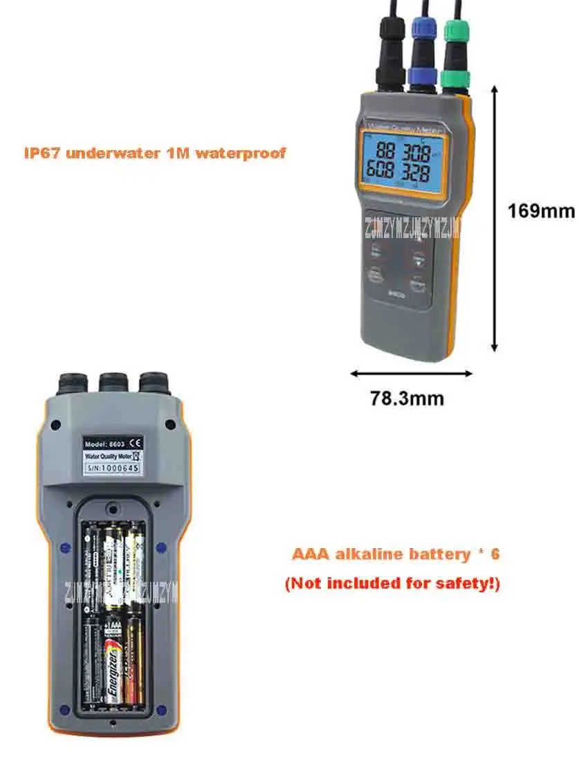 ZJMZYM Новый Портативный AZ-8603 растворенного кислорода с качеством воды растворенного кислорода тестер PH pH кондуктометр соленость