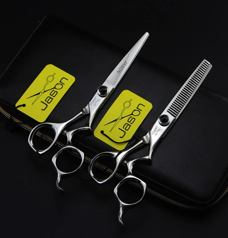 

6.0Inch JP440C Cutting Scissors and Thinning Scissors Sets,Professional Hair Shears with Curved Handle for Barber 1set LZS0529