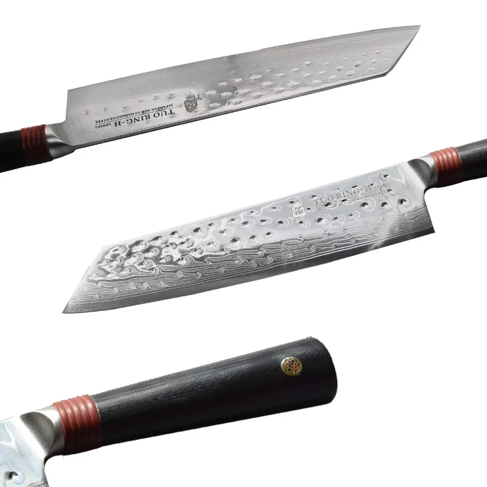 TUO столовые приборы Kiritsuke нож Дамасские кухонные ножи Nakiri японский AUS 10 HC шеф