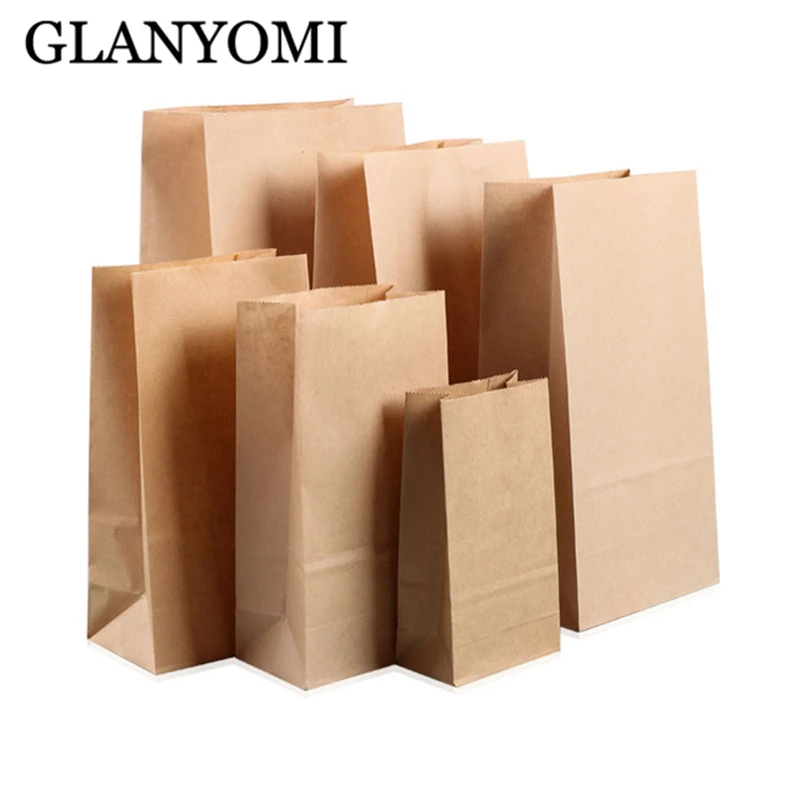 

100 Pieces Kraft Paper Bag Gift Bags Candy Cookie Bread Nuts Bag For Biscuits Snack Baking Package Supplies