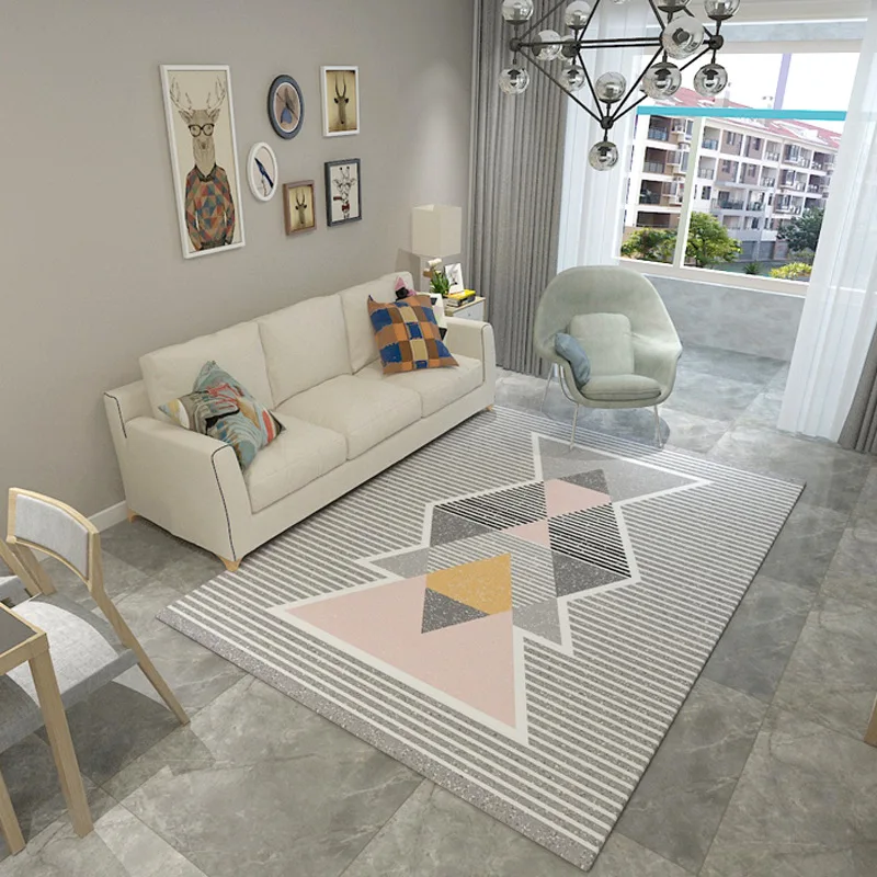 

Crystal Velvet Rug Carpet for Living Room Geometrical Abstraction Rectangle Table Mat Anti Slip Floor Rug Simple Style Area Rug
