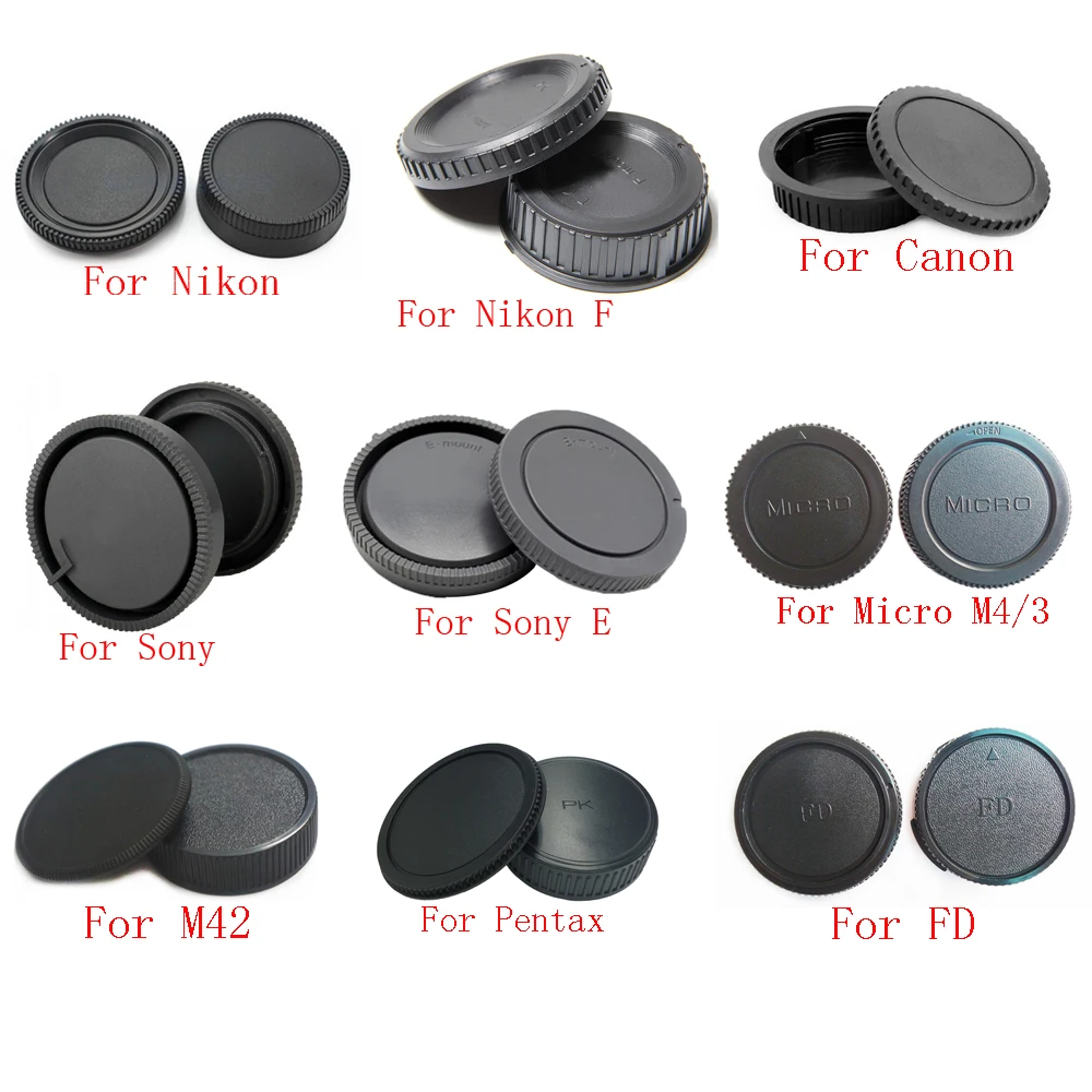 

10pcs/lot camera Body cap + Rear Lens Cap for Canon nikon Sony NEX for Pentax Olympus Micro M4/3 Panasonic M42 FD Camera Mount