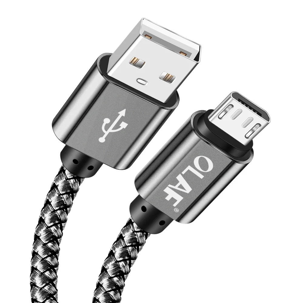 Олаф микро USB кабель 2.4A Быстрая зарядка 1 м 2 м 3 м USB зарядное устройство кабель для передачи данных для samsung Xiaomi Microusb Android кабели для мобильных телефонов - Цвет: Grey