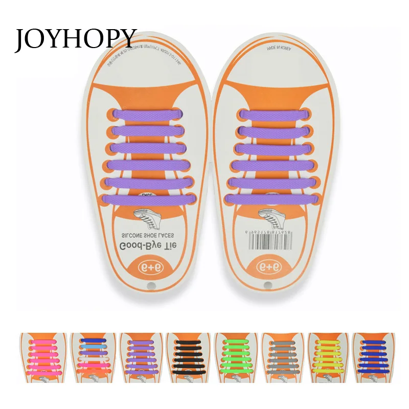 

JOYHOPY 12pcs/lots New 2017 Kids No Tie Shoelaces All Sneakers Applicable Shoelace Children Elastic Silicone Shoe Lace