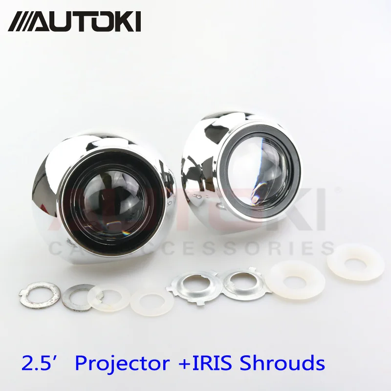US $31.36 Free Shipping Retrofit Mini 25 inch HID Bixenon Projector Headlight Lens Automobiles Headlamp Lenses KitIris Shrouds H1 H4 H7