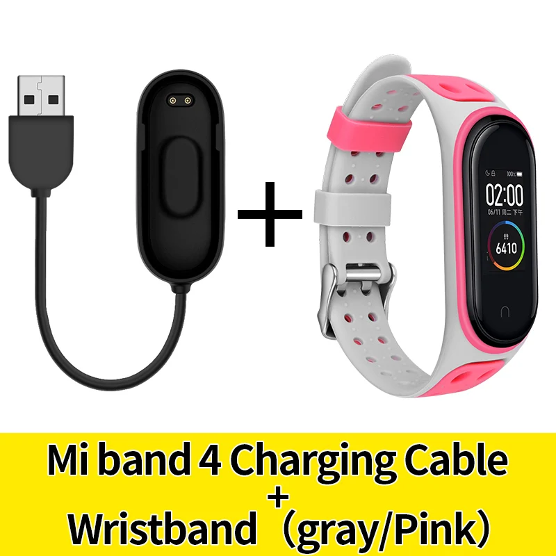 Ремешок на запястье для xiaomi band 4 силиконовый ремешок mi band 4 NFC usb зарядный кабель для mi Band 4 сменный Шнур зарядное устройство аксессуары - Цвет: 2375