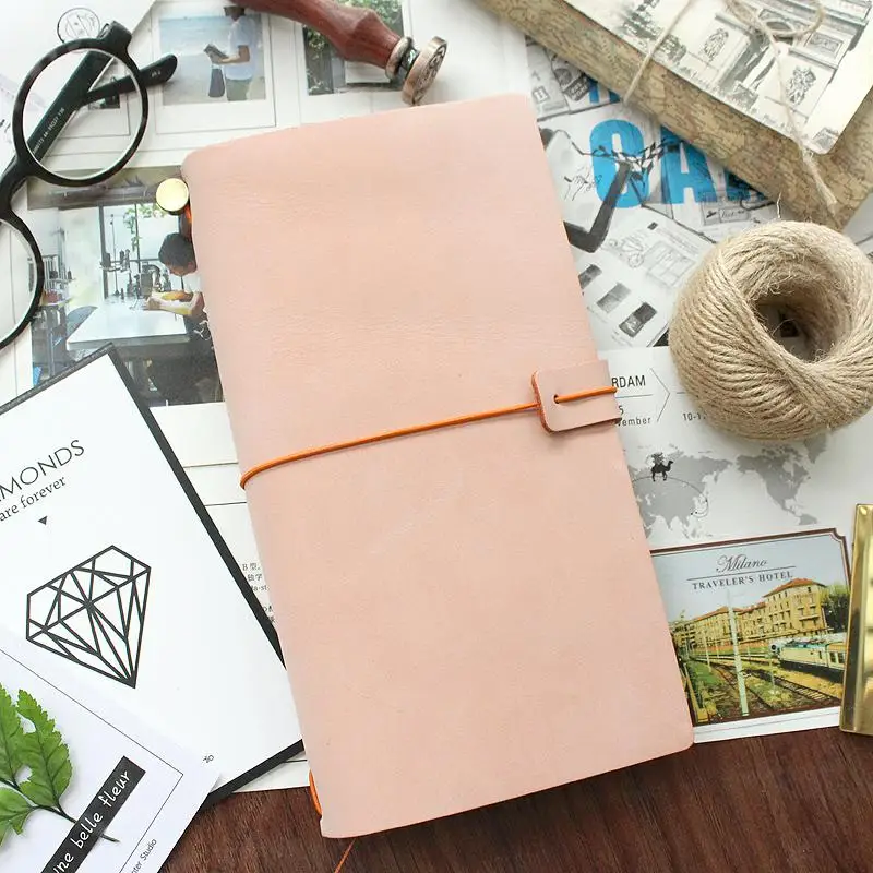 Fromthenon записная книжка из натуральной кожи, чехол для планировщика, винтажный Ретро личный дневник, офисные школьные канцелярские принадлежности, подарки - Цвет: Large Pink