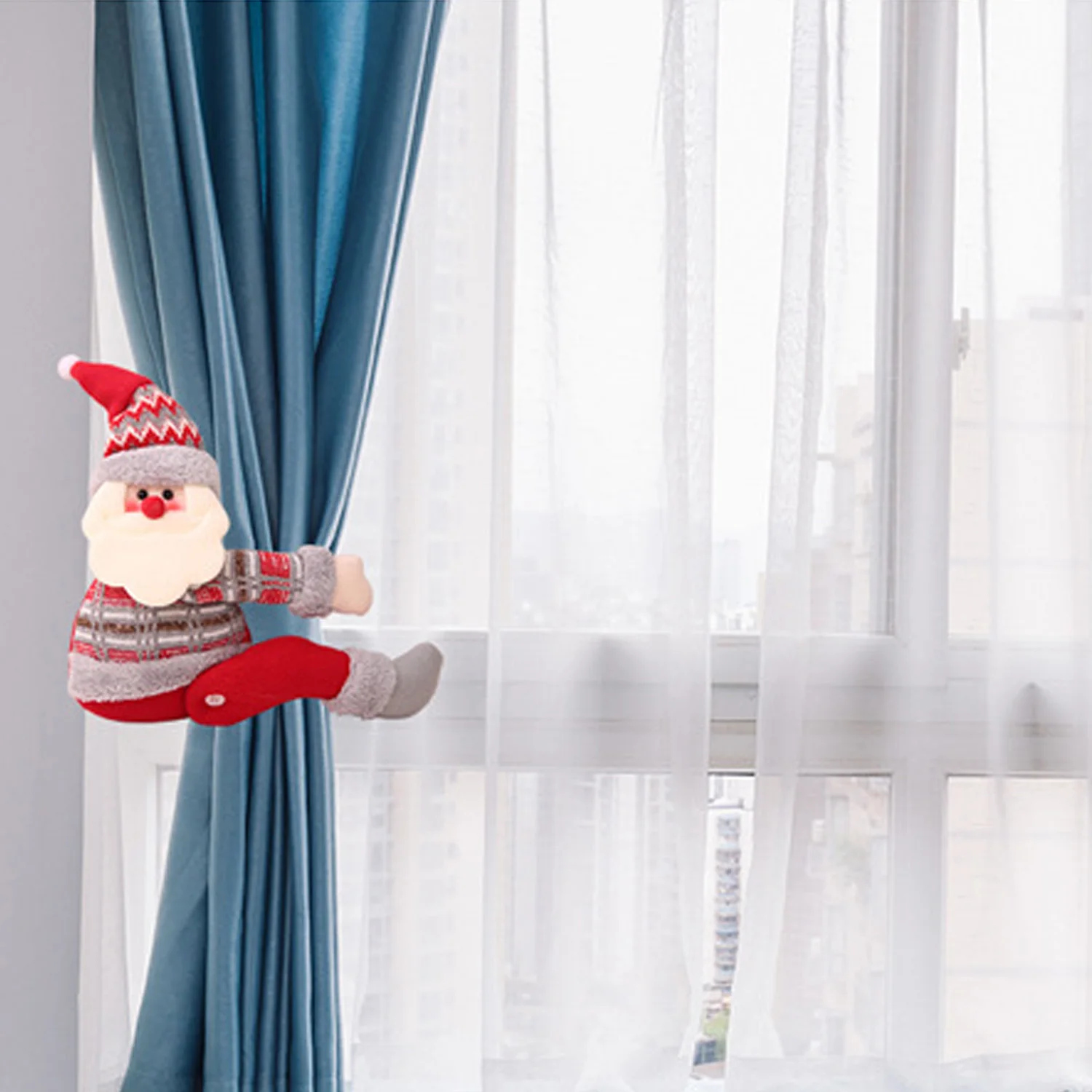 Милый Забавный Рождественский мультфильм Санта-Клаус Снеговик Лось кукла игрушки подарки занавеска Tieback окно Xmas фенечки игрушка подарок