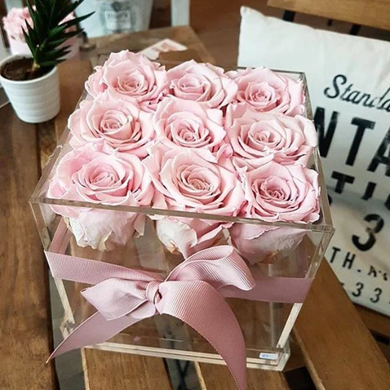 New Year Christmas Valentine's Day Gift Acrylic Flower Box Rose Make Up