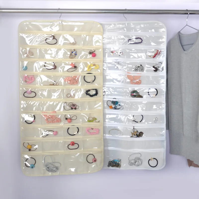 

Transparent Hanging Storage Bag for Sundries Earrings Jewelrys Rings Bracelets Display Double Site Organizer