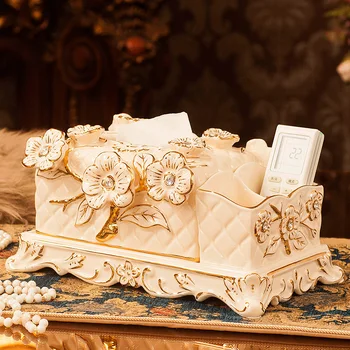 

table, remote controller, admission box, napkin, carton, European living room, ceramic multifunctional paper towel box