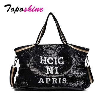 

Toposhine PU Leather Women Handbag Women Fashion Shopping Bags Totes Sequined Shine Women Tote Popular Fashion Shoulder Bag