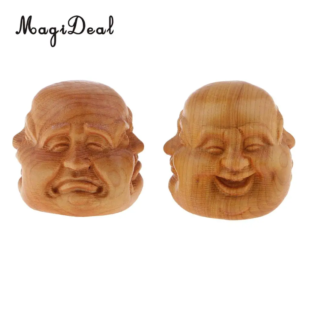 Collectibles Chinese Hand Carved wooden Tibetan Buddhism Buddha head Statues