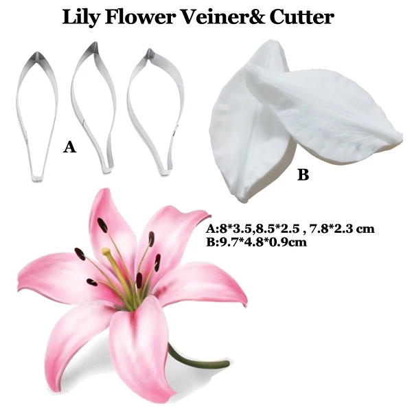 Lily Petals Veiner силиконовая форма для торта, шоколада, помадки, силиконовые формы, кубики льда, формы для украшения торта, DIY CS372 - Цвет: 5pcs Whole set