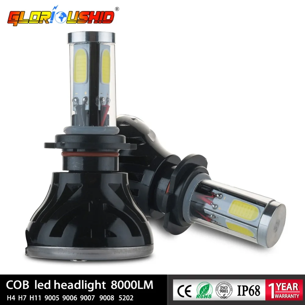LED H4 H7 Car auto Headlight 80W 8000LM 4 COB for Automotive Headlight Fog lamp H11 H13 9005