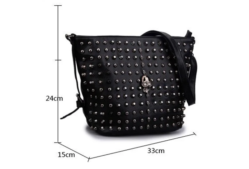 Fashion Women Skull Messenger Bag Shoulder Rivet Mini Flap Cross Body PU Leather Luxury Designer Famous Brand Women Handbags (4)