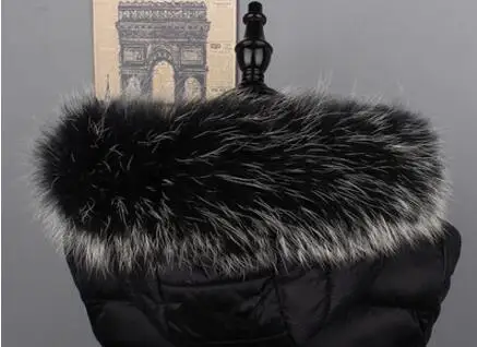 black white tip Осенне-зимний женский шарф из натурального меха, Женский утепленный теплый зимний шарф из натурального меха, большой меховой шарф с капюшоном, B022 - Цвет: black white tip
