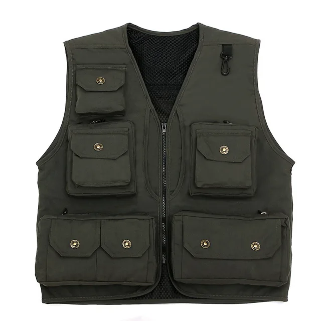 Men's Multi Pocket Canvas Vest for Outdoor Work