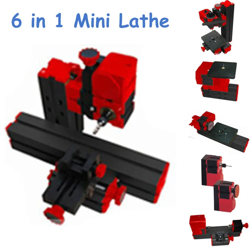 

2 Sets Mini Lathe Machine 6 in 1 DIY Mini Micro Lathe Machine Tool 6 in 1, For Wood and Soft Metal
