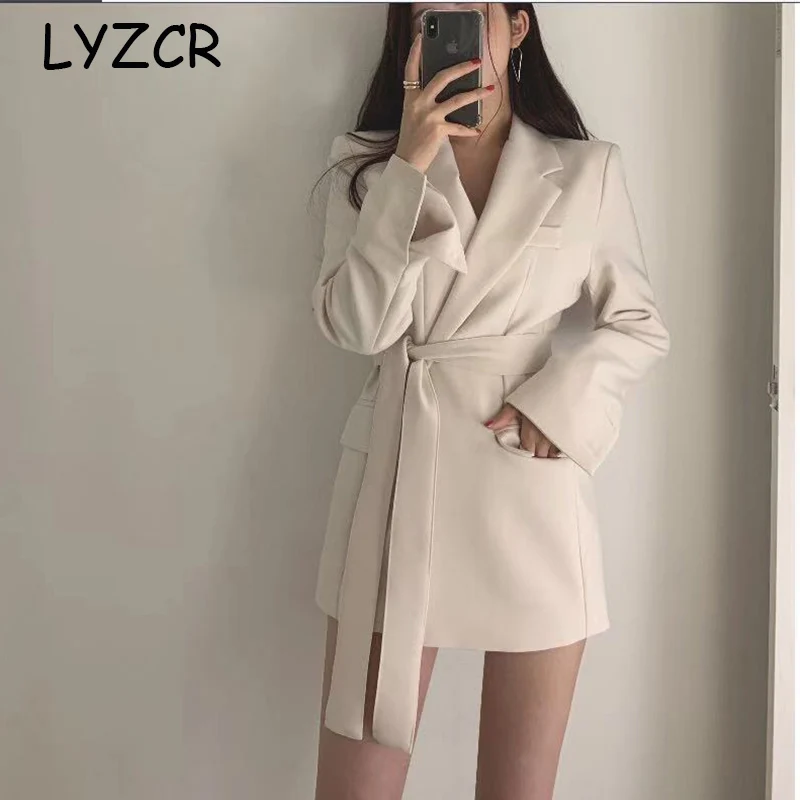LYZCR, белый блейзер, женский костюм, пиджак,, длинный рукав, для офиса, для девушек, для женщин, блейзеры и куртки, элегантный женский Блейзер, Femme Mujer
