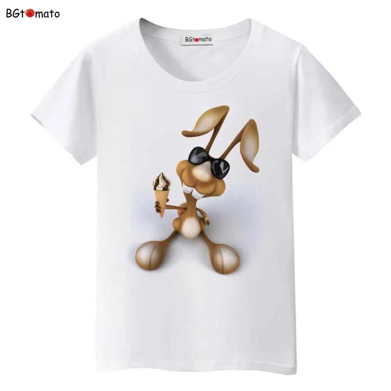 

Brand New Tees Cool Golden rabbit t-shirt Creative design Lovely t shirt women Hot sale Brand Good quality summer Tops