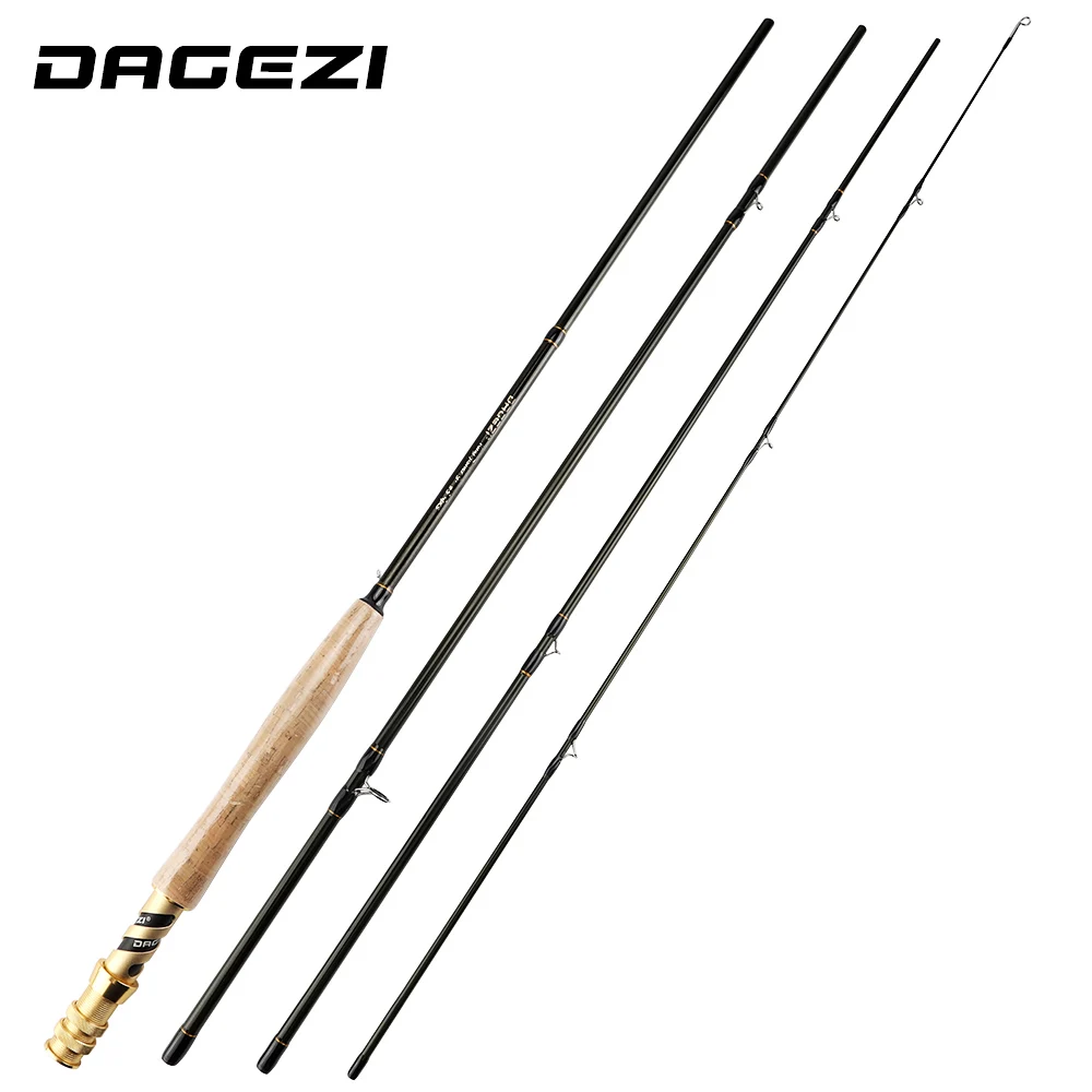 

DAGEZI Carbon Super Hard Fly Fishing Rod 2.7M Cork Handle 4 Sections Fly Rods Wood Reel Seat Medium Fishing Rod Fishing Tackle