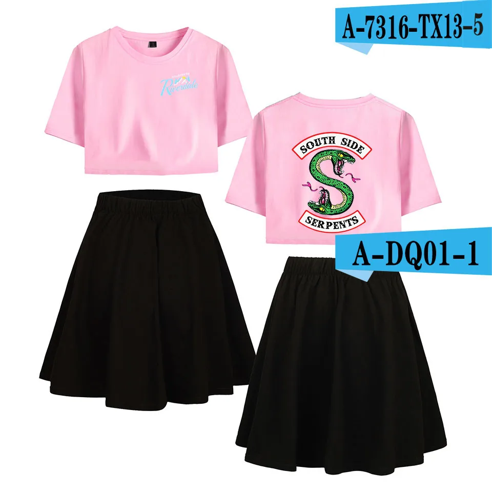 Frdun Tommy Riverdale/комплект с короткой юбкой, лидер продаж, 2 футболки с короткими рукавами и короткая юбка, комплект из 2 предметов, повседневный комплект высокого качества - Цвет: style7