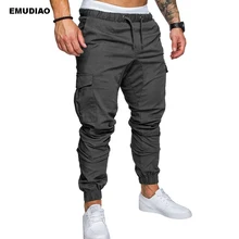 Уличная одежда, мужские шаровары, одноцветные мужские длинные штаны, набедренные штаны для бега,, повседневные мужские брюки с несколькими карманами, спортивные штаны